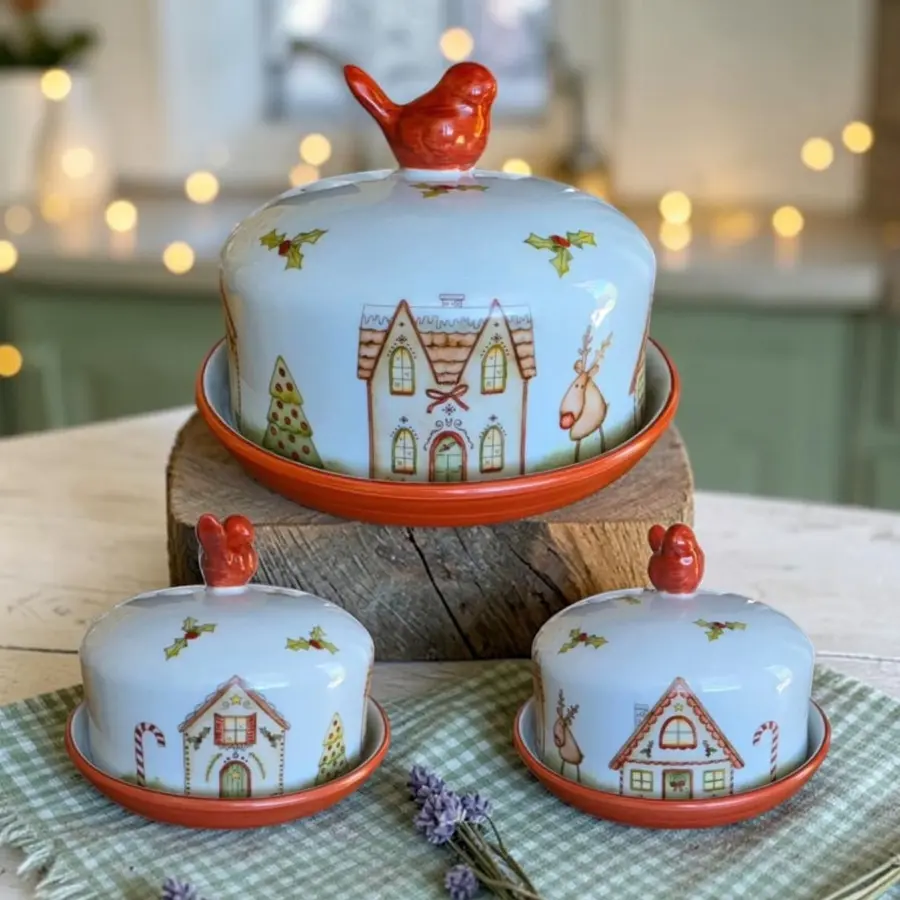 Boleira de Natal pintada à mão